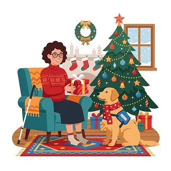 Weihnachten, Frau, Hund, Assistenzhund