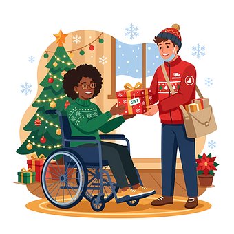 Weihnachten, Behindert, Rollstuhl, Frau