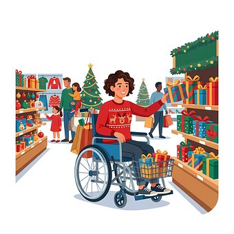 Weihnachten, Rollstuhl, Einkaufen