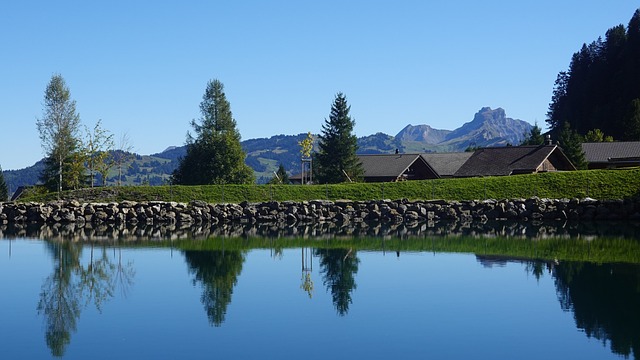 Sø, Bjerge, Refleksion, Himmel, Natur