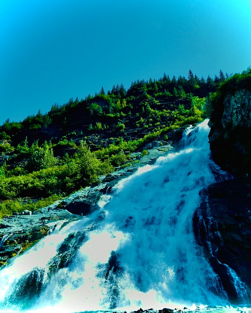 Wasserfall, Natur, Berge, Wald, Grün