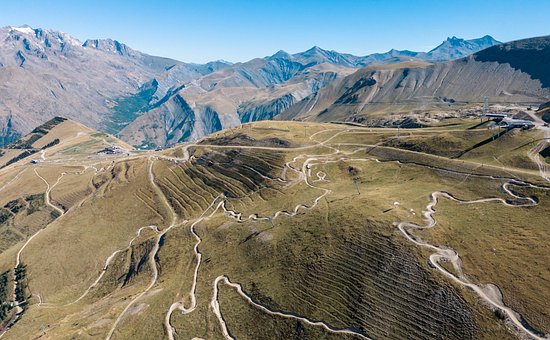 山, 轻, 路径, 滑雪坡, 航拍图, 徒步旅行, 自然景观, 地理