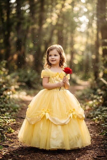 Criança, Menina, Floresta, Amarelo