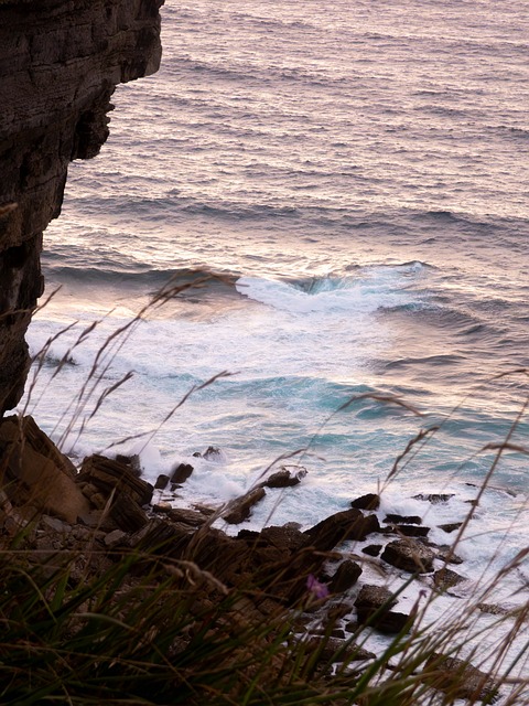 Oceano, Rochas, Pôr Do Sol, Ondas