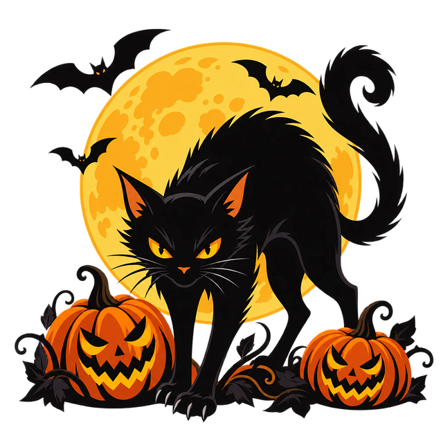 Free halloween black cat pumpkin vector