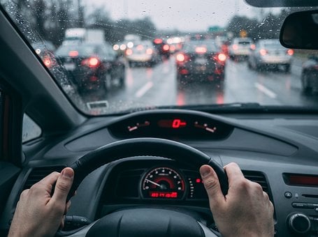 Řízení, Auto, Déšť, Doprava, Volant