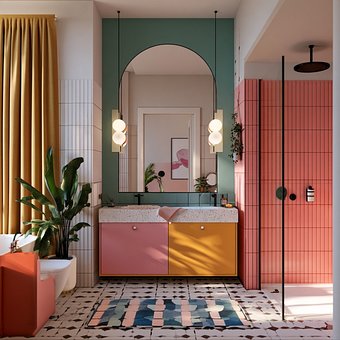 Baño Moderno, Interior Colorido