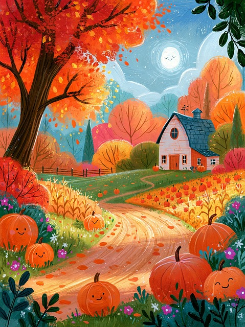 Otoño, Paisaje, Calabaza, Granja, Campo
