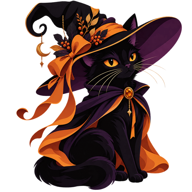 Free halloween black cat witch vector
