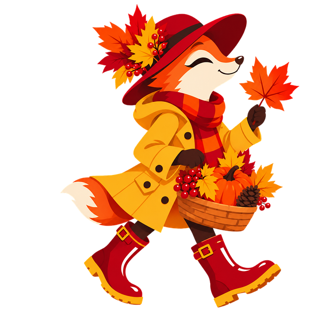 Free fox autumn pumpkin illustration