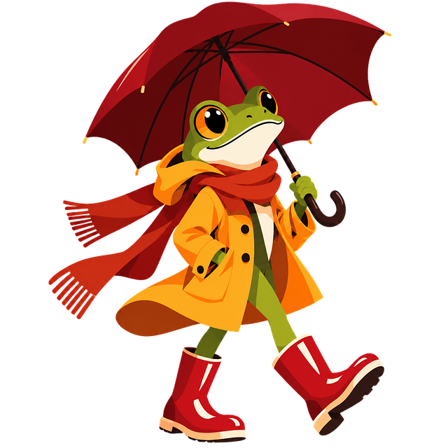 Download free HD stock image of Frog Umbrella Free frog umbrella raincoat illustration
