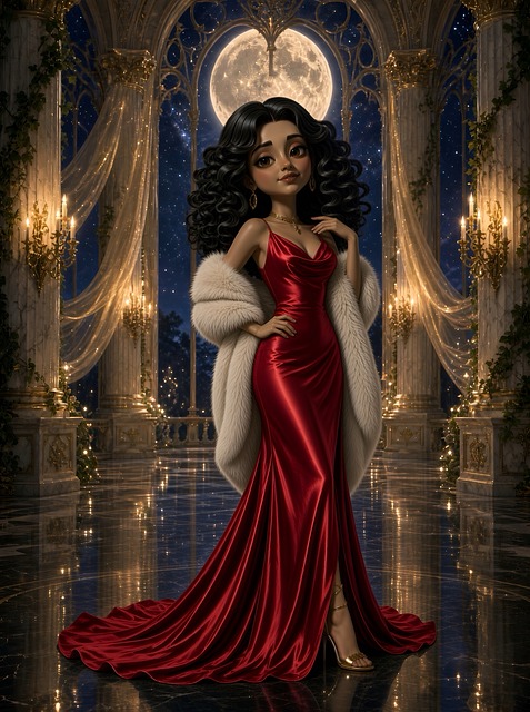 Elegant, Kleid, Rot, Frau, Porträt, Mode
