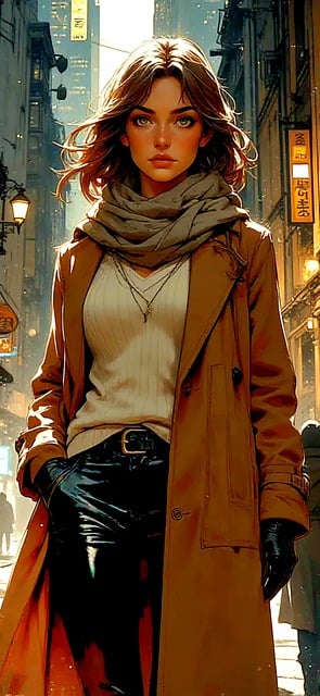 Free Woman Street Scene illustration and picture