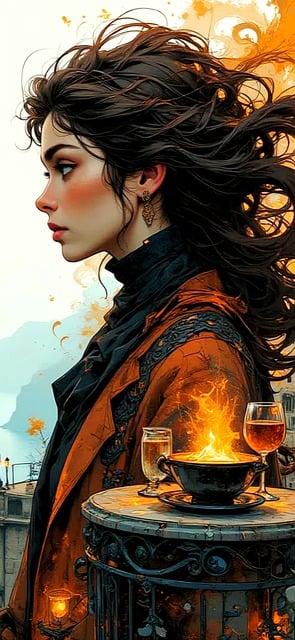 Kvinde, Flammende, Illustration, Portræt