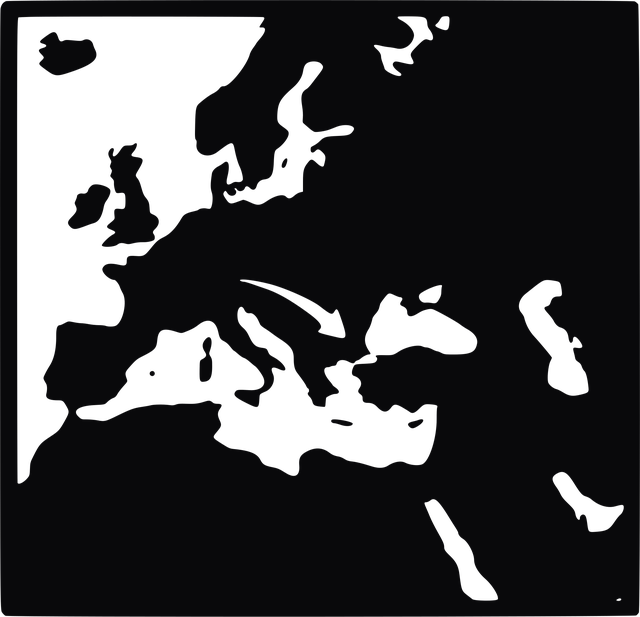 Karte, Europa, Schwarz-Weiß, Silhouette