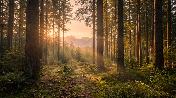 Sonnenstrahlen, Bergwald, Nebelwald
