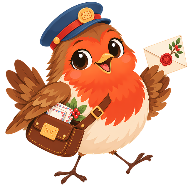 Free robin cartoon mail cute bird illustration
