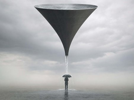 Embudo, Surrealismo, Lluvia, Paraguas