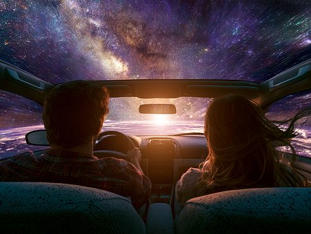 Espacio, Viaje En Coche, Pareja, Auto