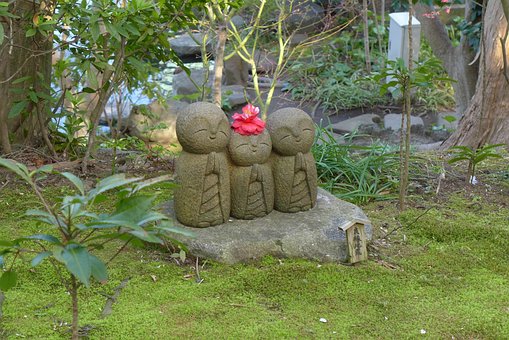 Japansk, Statue, Munke, Ydmyg, Lille