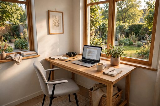 Interiør, Moderne, Hjem, Rom, Skrivebord