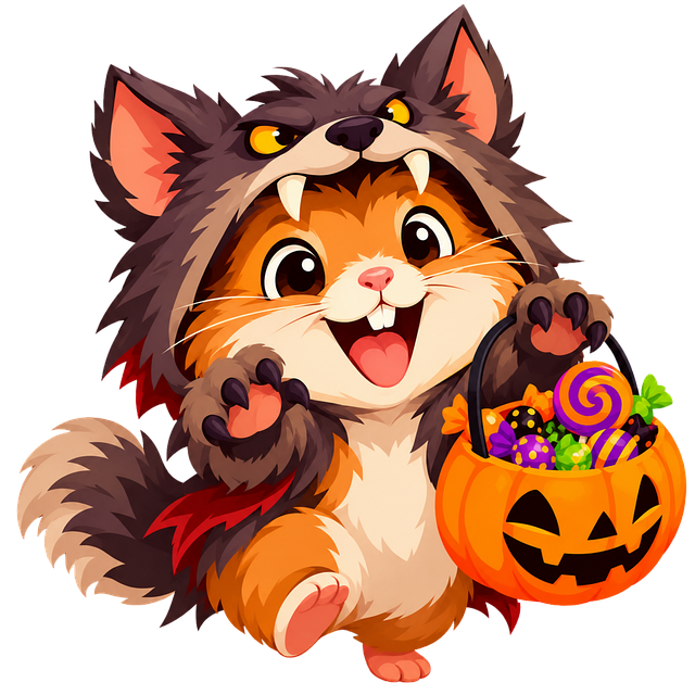 Free halloween squirrel werewolf illustration