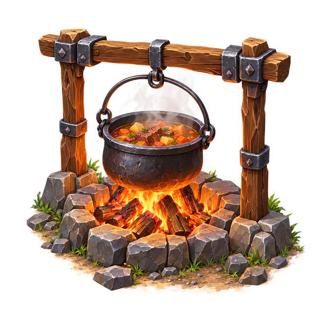 Free campfire cooking cooking pot open fire illustration