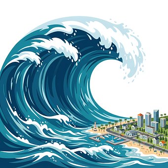Tsunami, Grote Golf, Teken Tsunami