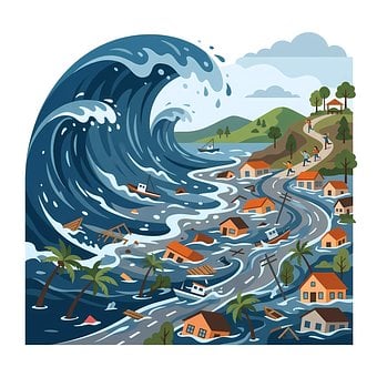 Tsunami, Overstroming, Vernietiging