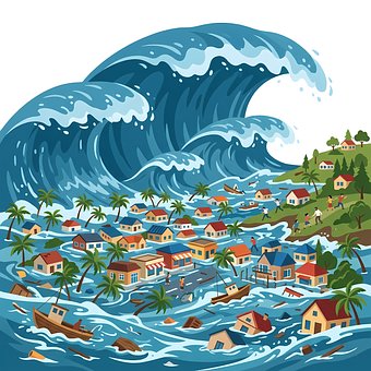 Tsunami, Golf, Natuurramp, Vernietiging