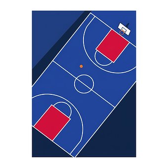 Pista De Baloncesto, Color Azul