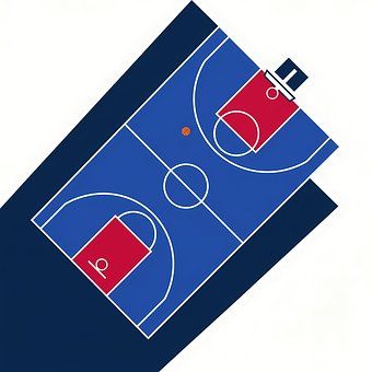 Cancha De Baloncesto, Azul, Rojo