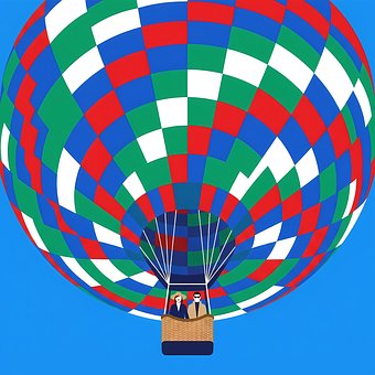Globo Aerostático, Cielo Azul, Gente