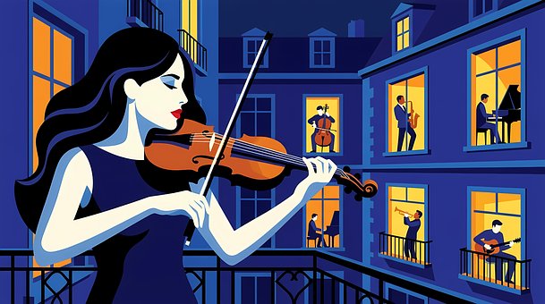 Música, Violín, Escena Nocturna