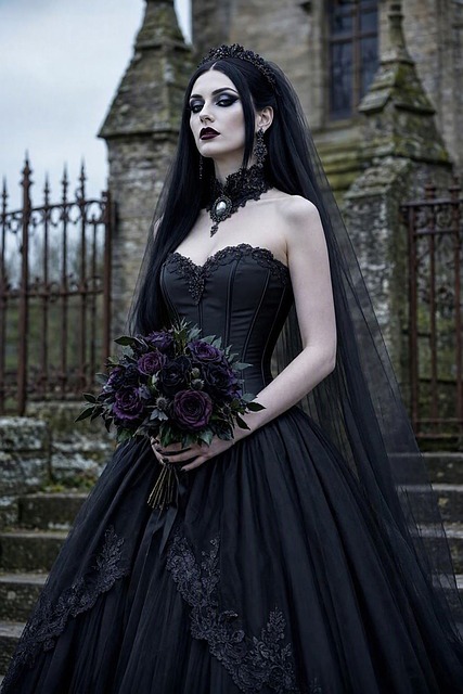 Bruid, Vampier, Gothic, Zwarte Jurk