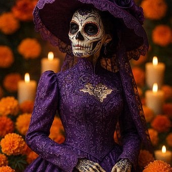 Catrina, Dag Van De Doden, Paars, Kant