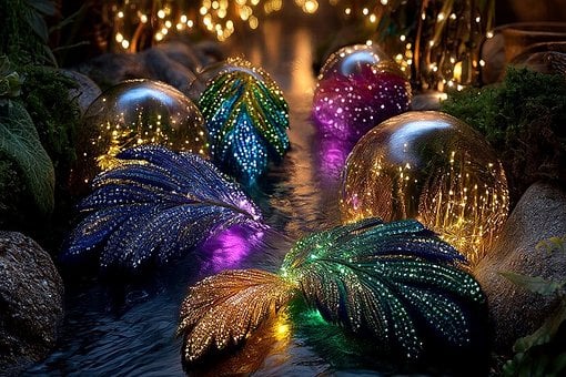 Bladeren, Veren, Ornamenten, Kerstmis