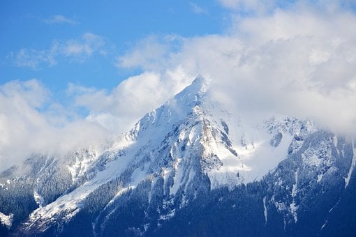 Munte, Nori, Zăpadă, Copaci, Iarna