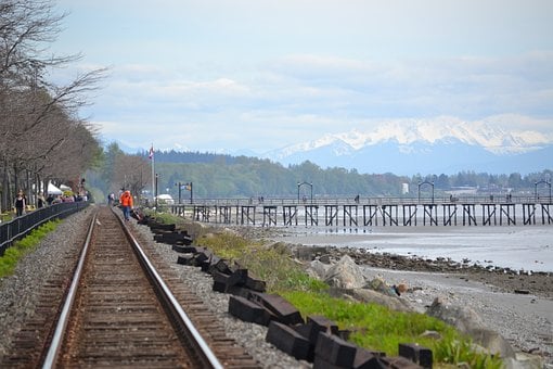 Șine De Tren, Ocean, Plajă, Natură, Mare