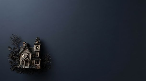 Halloween, Strašidelný Dům, Temně Modrý