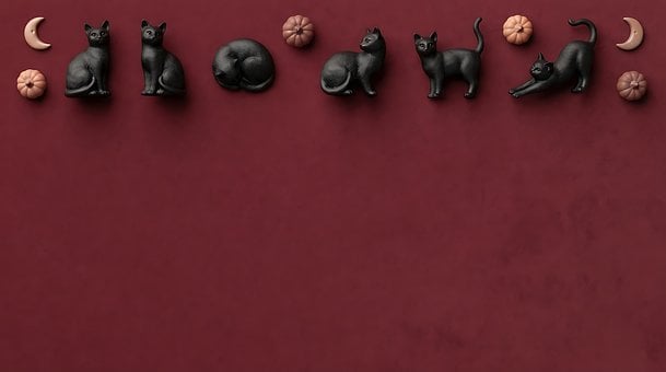 Kočka, Dýně, Měsíc, Černá, Červená