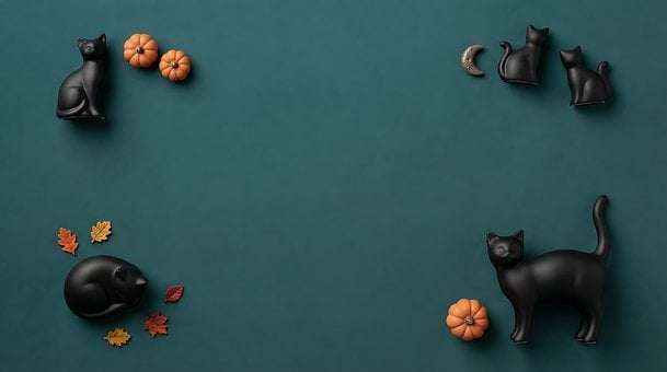 Halloween, Černá Kočka, Dýně, Podzim