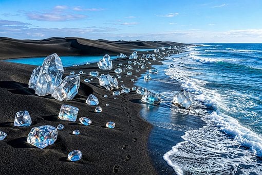 水晶, 海滩, 沙滩, 海洋, 海浪, 水, 天空, 海岸, 沙丘, 冰