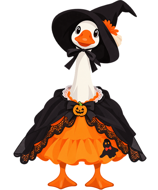 Free halloween goose witch costume illustration