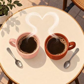 Kaffe, Kopper, Rosa, Rød, Hjerte, Damp