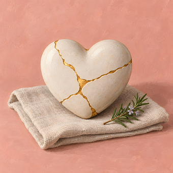 Kintsugi, Hjerte, Gull, Keramikk