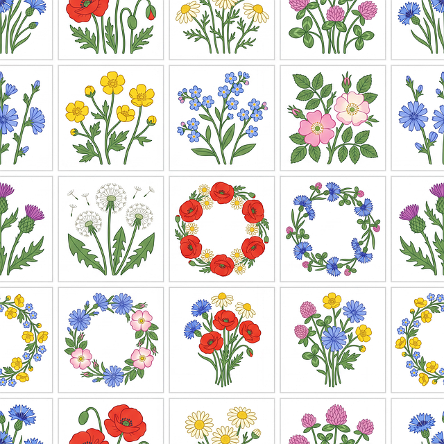 Free wildflower botanical illustration floral pattern illustration