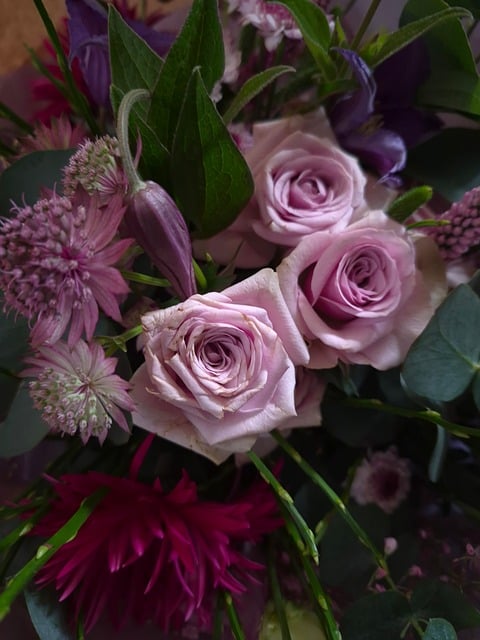 Blumenstrauß, Rosen, Blumen, Lila Rosen