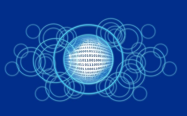 Free circle cybernetics ones and zeros illustration