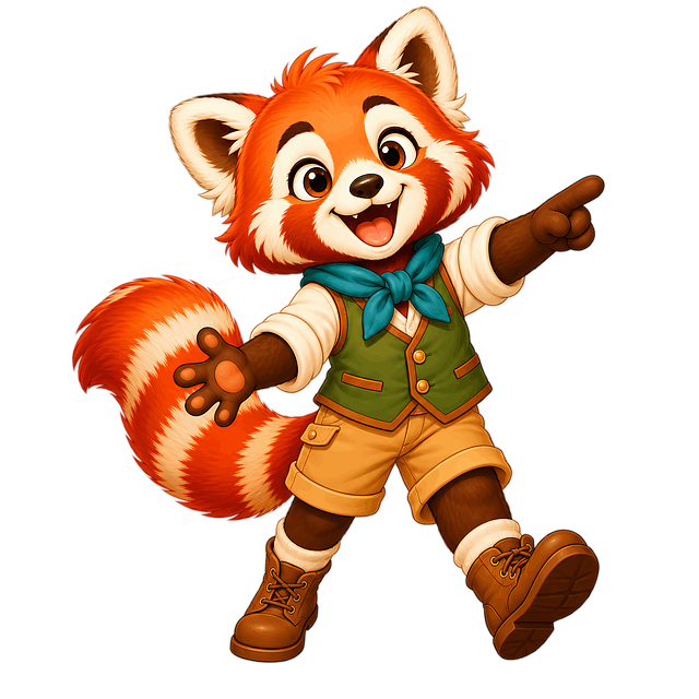 Free cute cartoon red panda illustration